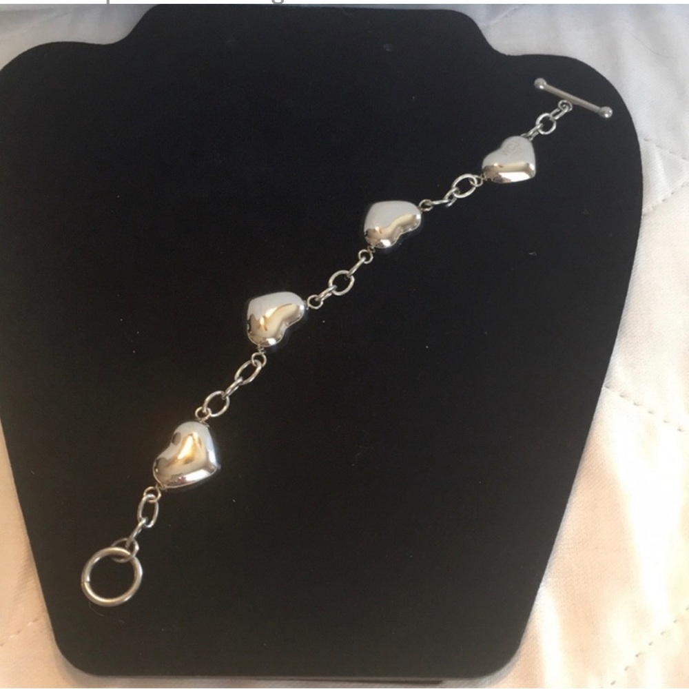 ELYA Stainless Steel Puffed Hearts 💕 Chain Bracelet NWOT